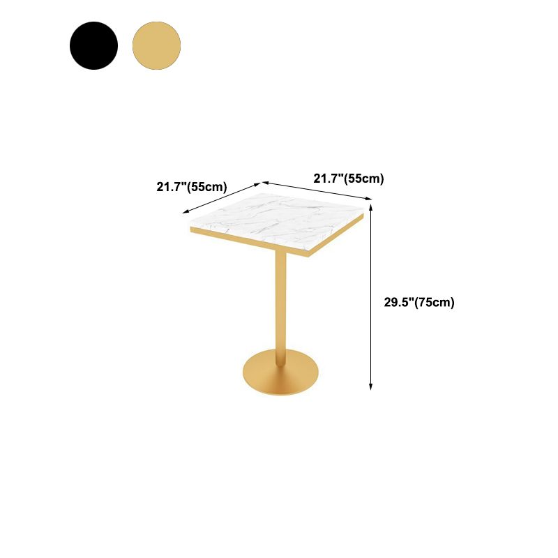 Glam Bar Table in Metal Pedestal Faux Marble Top Bar Dining Table for Small Places