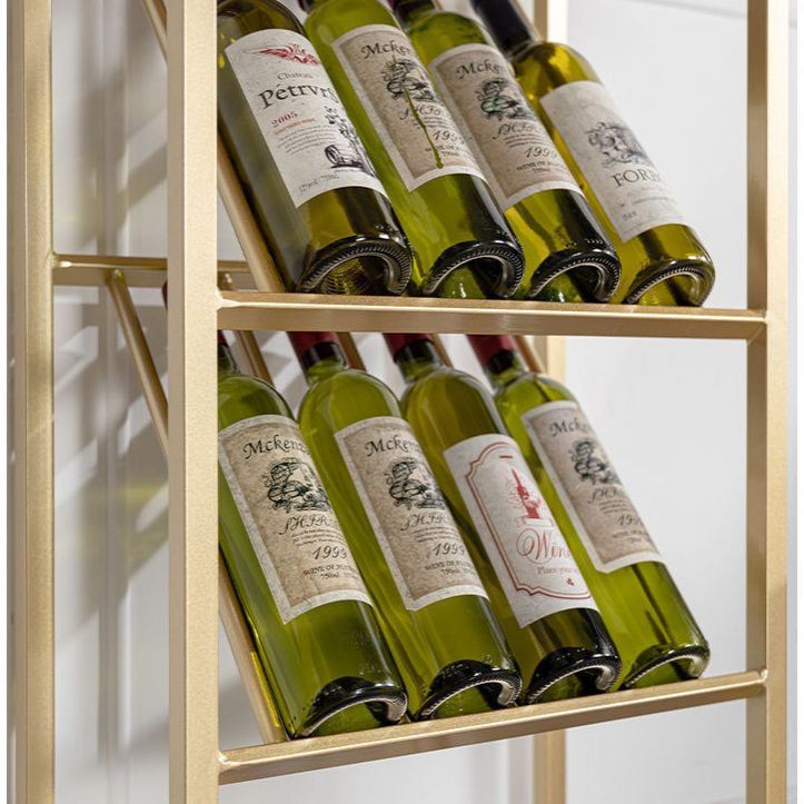 Glam Style Iron Bar Table 41.3"H Faux Marble White Top Bistro Table with Wine Rack