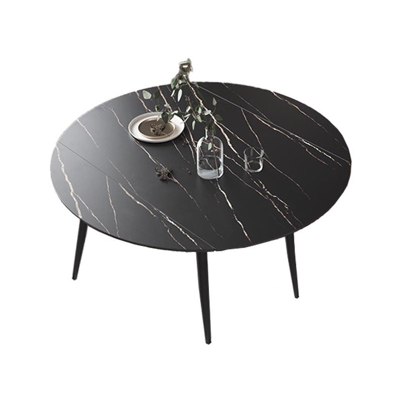 Stone Contemporary Round Dinner Table Matte Finish 4 Legs Table for Home