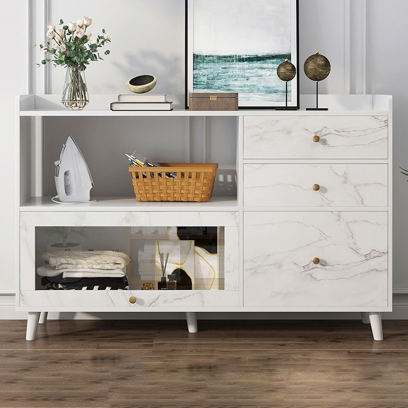 Bracket Legs Accent Cabinet with Drawers and Doors Cabinet for Living Room
