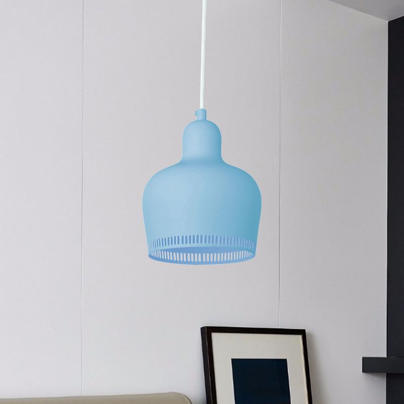 Posteo de suspensión Bell Drop de metal nórdico 1 Rosa claro/azul/amarillo Luz de techo colgante para dormitorio