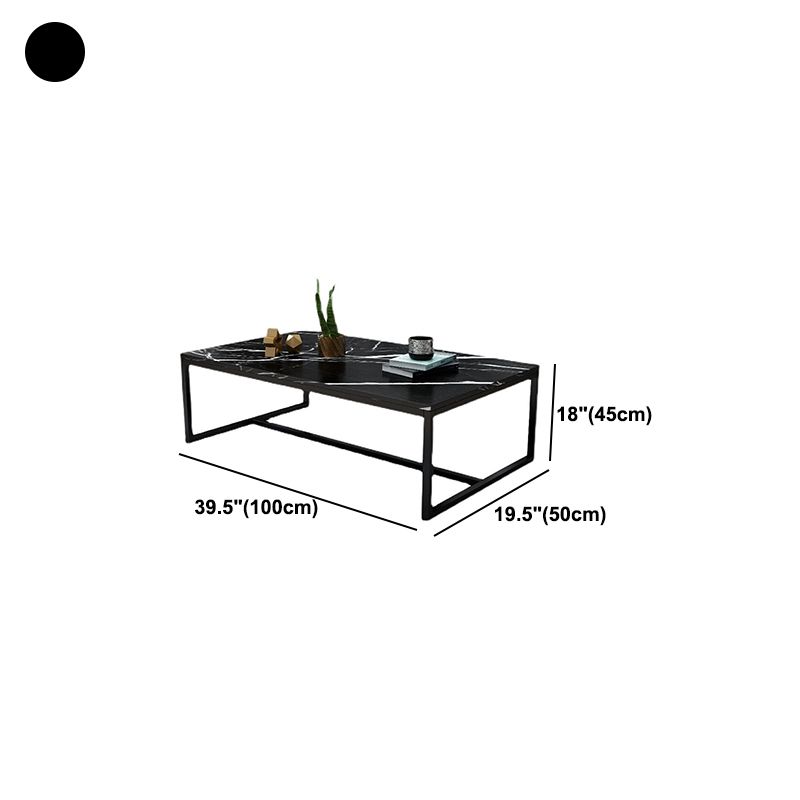 17.7" Tall Modern Steel Trestle Base Rectangular Wood Top Coffee Table