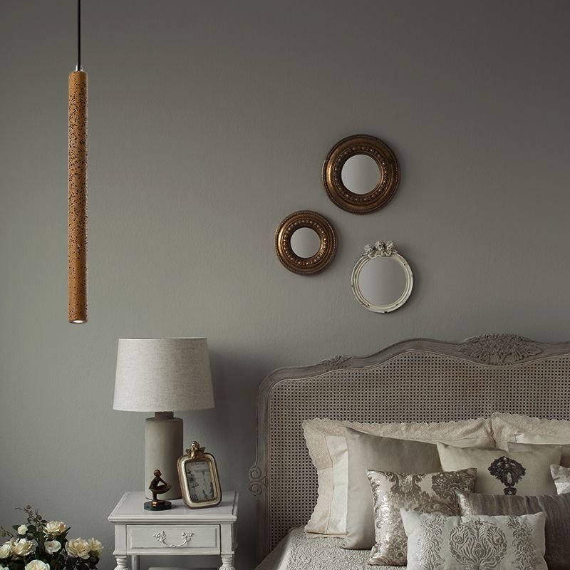 Tube Pendant Lighting Nordic Cement 1 Light Yellow/Blue/Green Hanging Ceiling Light, 12"/21.5"H