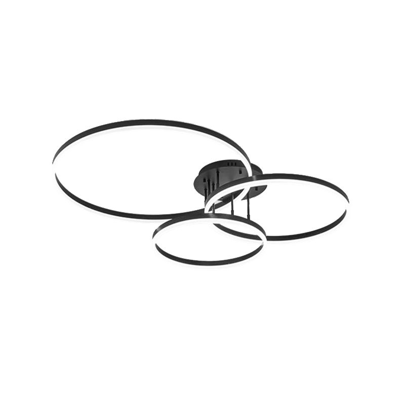 LED Circle 2 / 3 - Light Semi Flush Mount Metal and Acrylic Black Ceiling Semi Flush