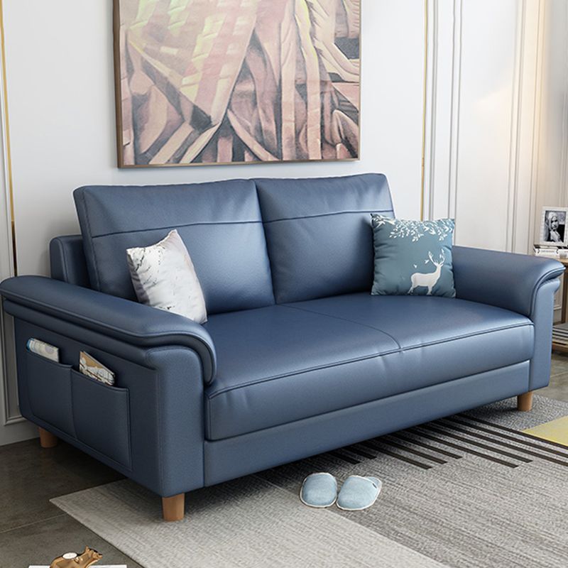 Stain Resistant Faux Leather Sofa Couch Pillow Top Arm Settee Couch with Pillows