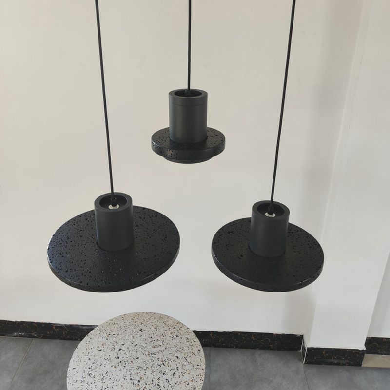 Black Hat Shaped Pendant Lighting Nordic 1 Bulb Lava Stone Suspension Light Fixture