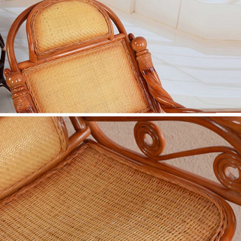 Traditional Rocking Chair Wicker Spindle Backrest Solid Color Indoor Rocking Chair