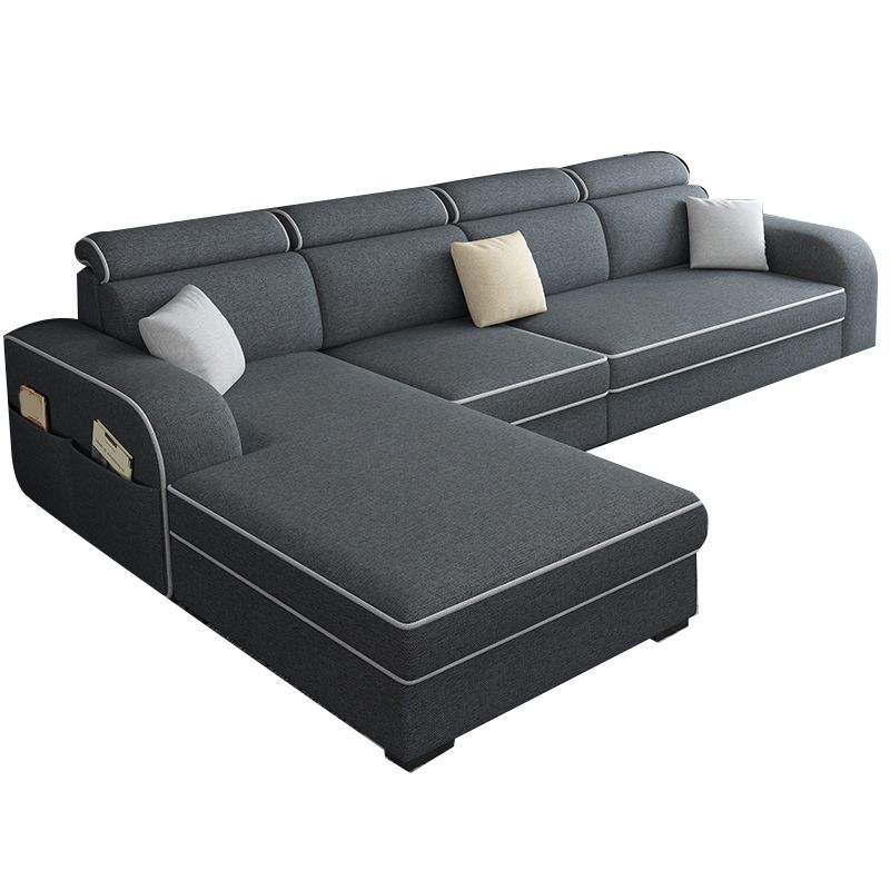 31.49" Tall Sectional Sofa Faux Leather/Linen Modular Sofa with Cushion Back