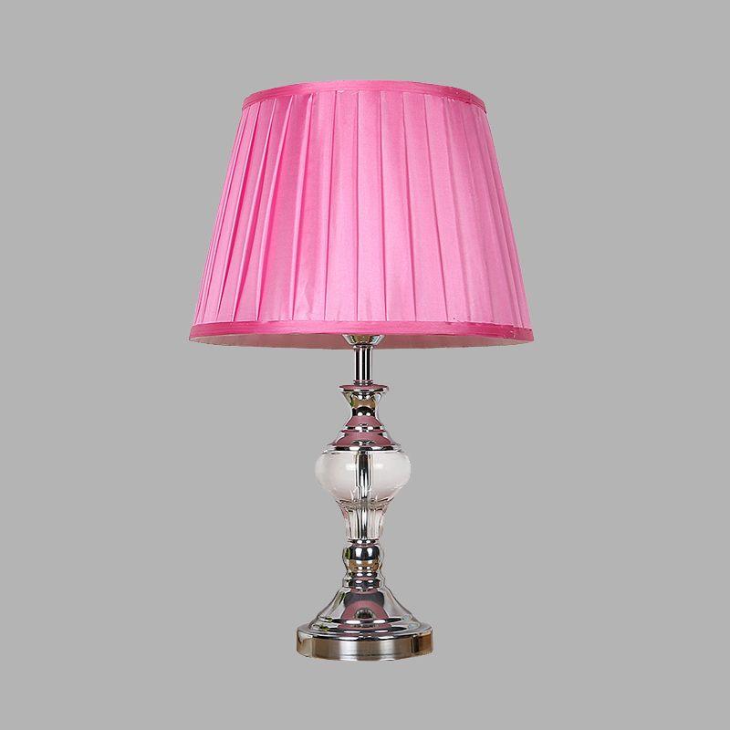 Enkele lampstof Nachtlamp landelijke roos rood vat schaduw slaapkamer nachtkastje licht met kristal accent