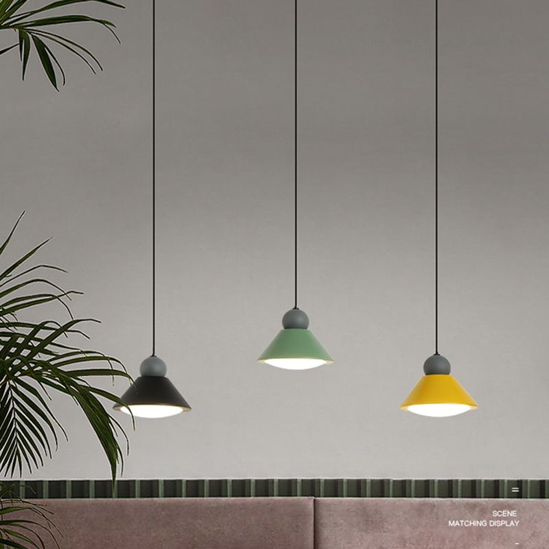 Macaron Conical Multi-Light Pendant Metal Metal LED Drop Light for Dining Room
