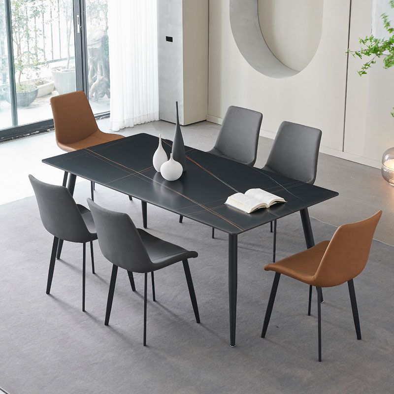 Tavolo da pranzo da cucina moderno rettangolare in pietra con 4 gambe