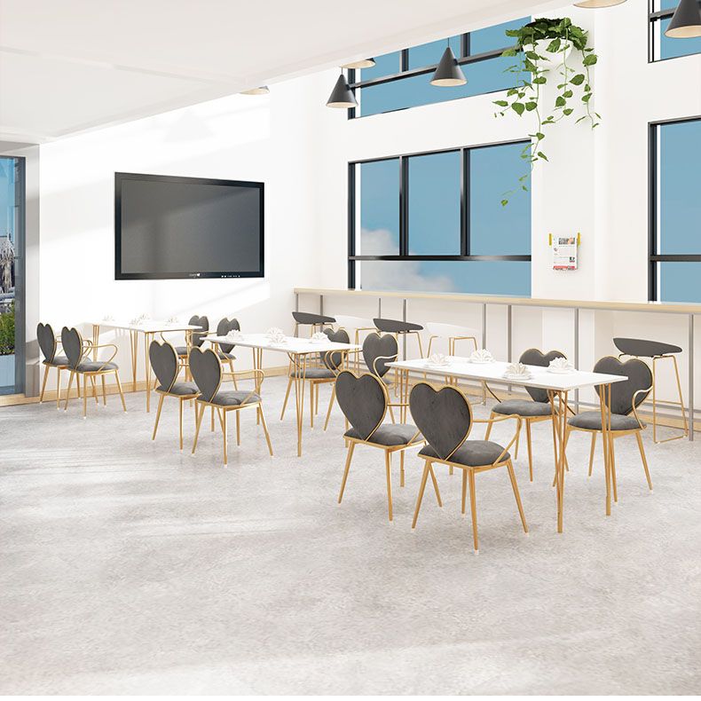 El comedor del terciopelo de Glam preside la silla de comedor del brazo del metal para el uso del restaurante