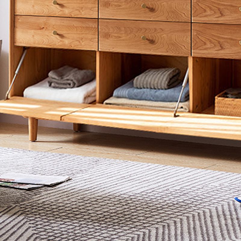 Traditional Horizontal Double Dresser Wood Storage Dresser with Drawers for Home