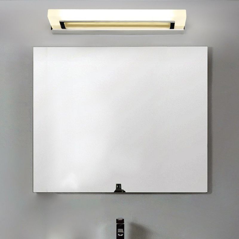 Rectangle LED Vanity Light Postmodern Acrylic Bathroom Sconce Light Fixture in Chrome
