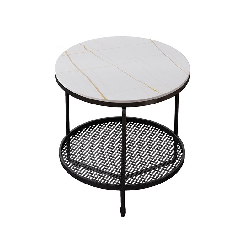 21"H Contemporary Cocktail Table Storage Round Coffee Cocktail Table