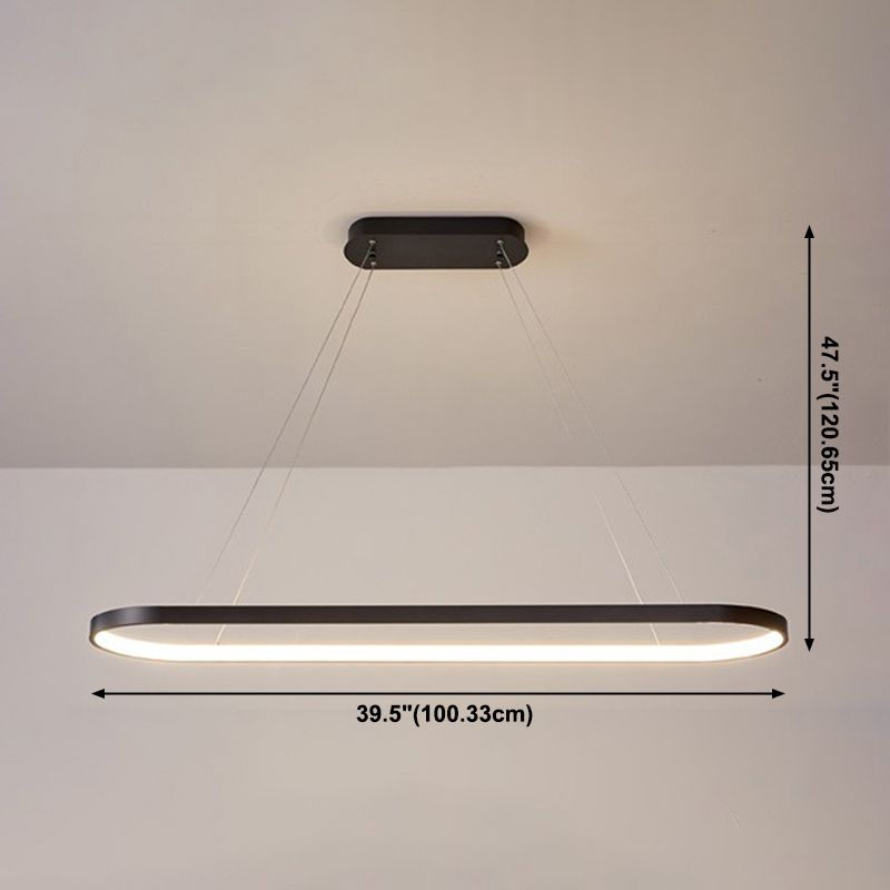 Modern sala da pranzo illuminazione ovale con soffitto a sospensione di metallo lampadario