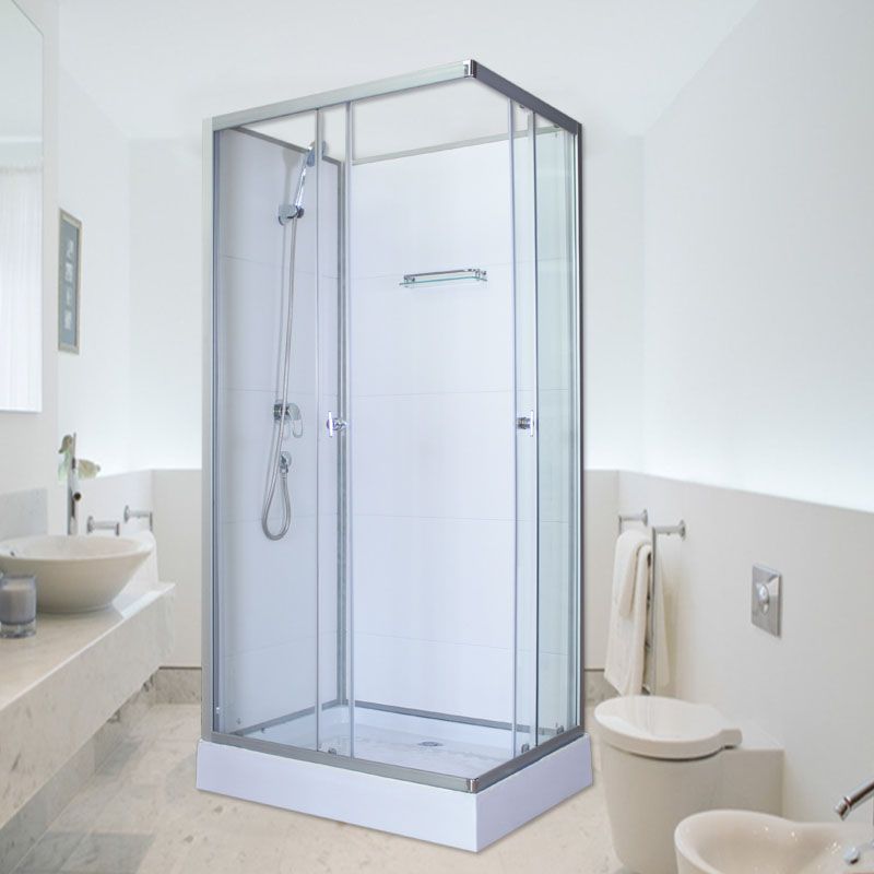 Modern Shower Kit with Base Foundation Sliding Door Shower Stall