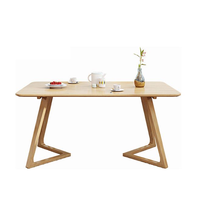 Rubberwood Solid Wood Dining Table Rectangle Table for Home Kitchen