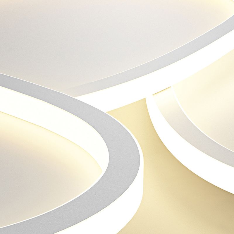 Nordic Flush Mount Metal LED Ceiling Light Fixture in White for Living Room