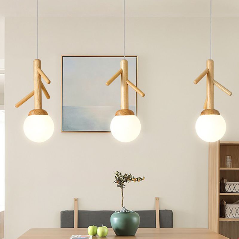 Log Color Globe Pendant Light in Modern Creative Style Glass 3-Light Hanging Lamping