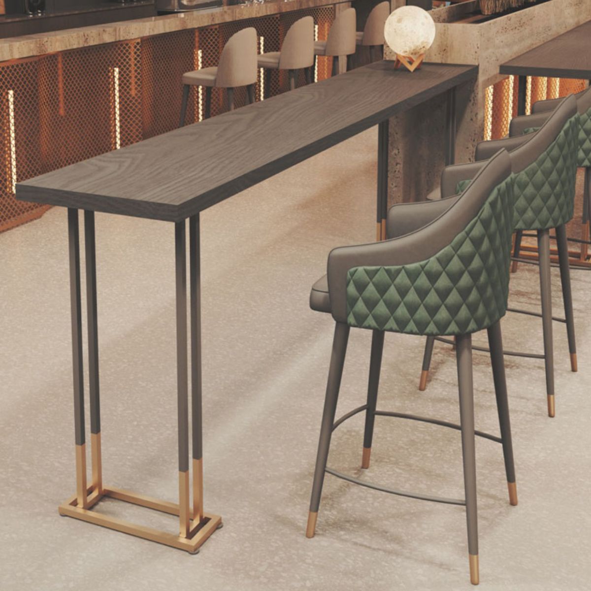 Industrial Bar Table Set 1/4 Pcs Solid Wood Bar Table with Upholstered Bar Stools