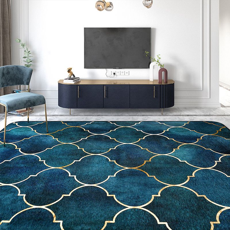 Designer Living Room Rug Multi Color Abstract Print Rug Polypropylene Non-Slip Backing Machine Washable Area Carpet