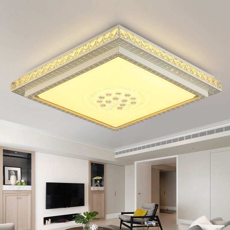 Lámpara de techo empotrada geométrica para sala de estar, lámpara empotrada simple LED de cristal en blanco