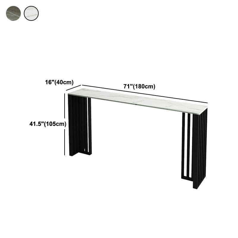 1/4 Pieces Industrial Black Bar Table Set Rectangle Bistro Set with Stone Top