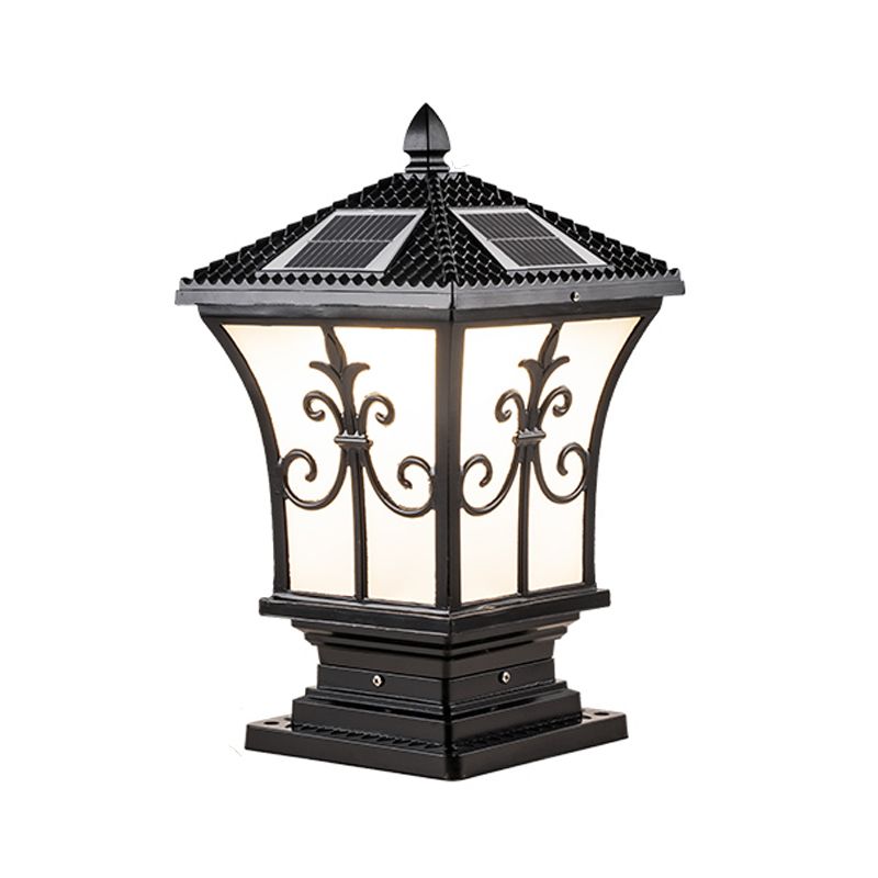 Drum Shape Metal Solar Waterproof Pillar Lamp Modern Outdoor Lights