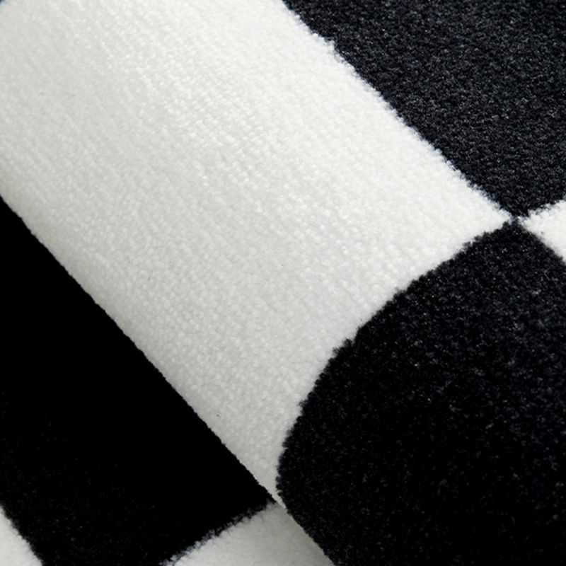 Modern White Area Carpet Geometric Pattern Polyester Area Rug Non-Slip Backing Rug for Home Decor