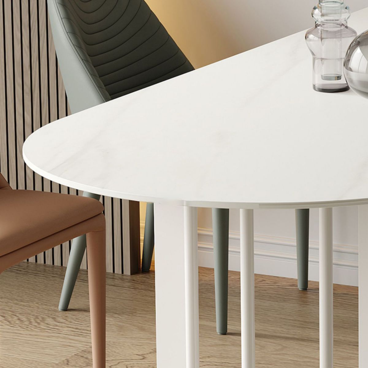 Modern Style Dining Table White Top Sintered Stone Table for Home
