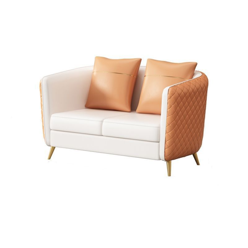 33.46" Wide Faux Leather Sofa Contemporary Standard Tuxedo Arm Sofa