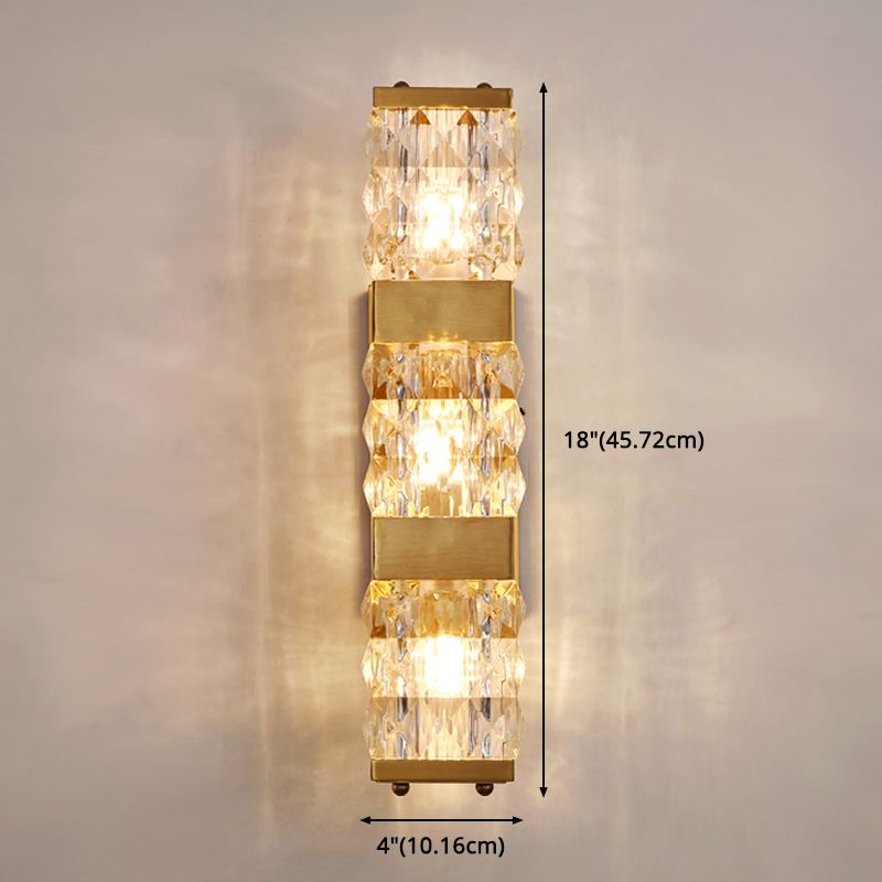 Dicrime de pared LED rectangular dorada en moderna luz de pared interior de cobre estilo lujo con sombra de cristal