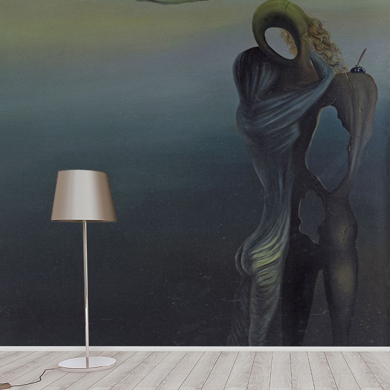 Blue Surrealist Wall Mural Full-Size Gradiva Finds the Anthropomorphic Ruins Wall Art