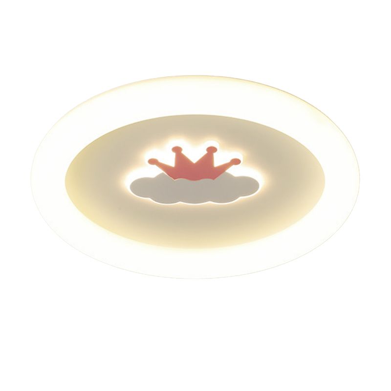 Round 1 - Light LED Flush Mount Light Kids Style Metal and Acrylic Ceiling Flush