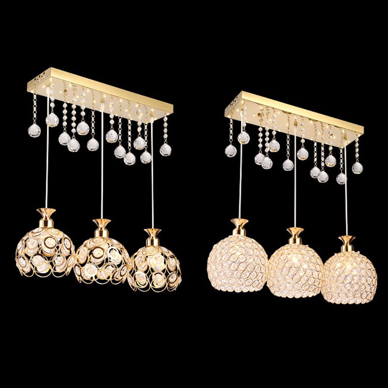 Salle à manger à teinte mondiale Crystal Crystal 3-Light Pendant moderne Lampe