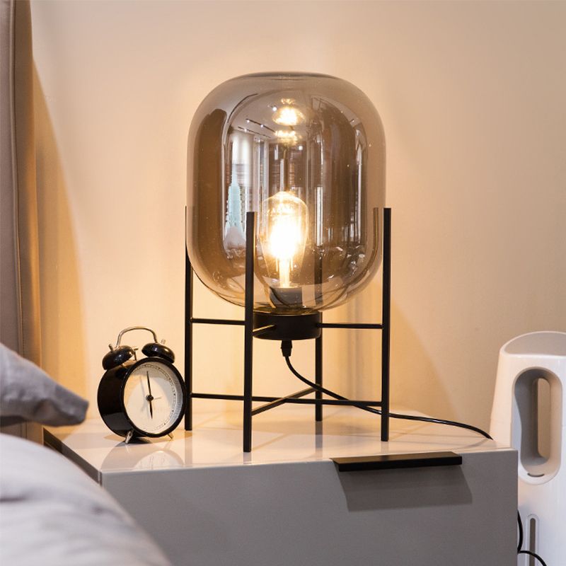 Ultramoderne eenvoud vat tafellamp glas nachtkastje lamp voor slaapkamer