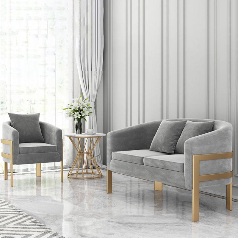 Velvet Sloped Arms Sofa with Tight Back for Living Room 28.35" High