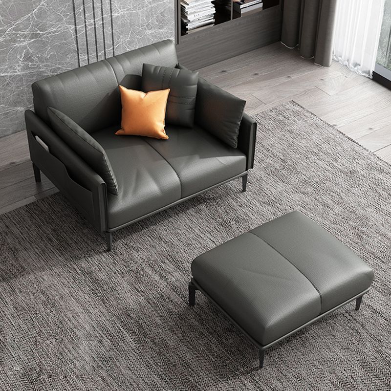 Black Industrial Sofa with Bolster Pillows 31.5"High Square Arm Sofa