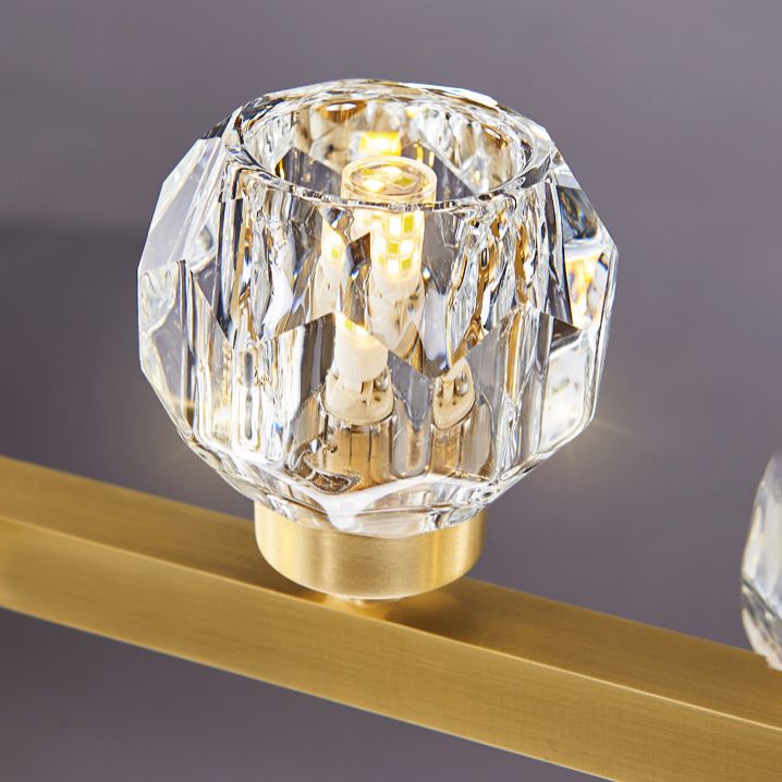 Minimalist Crystal Island Lamp, Luxury Linear Shade Island Light in Gold for Island Kitchen