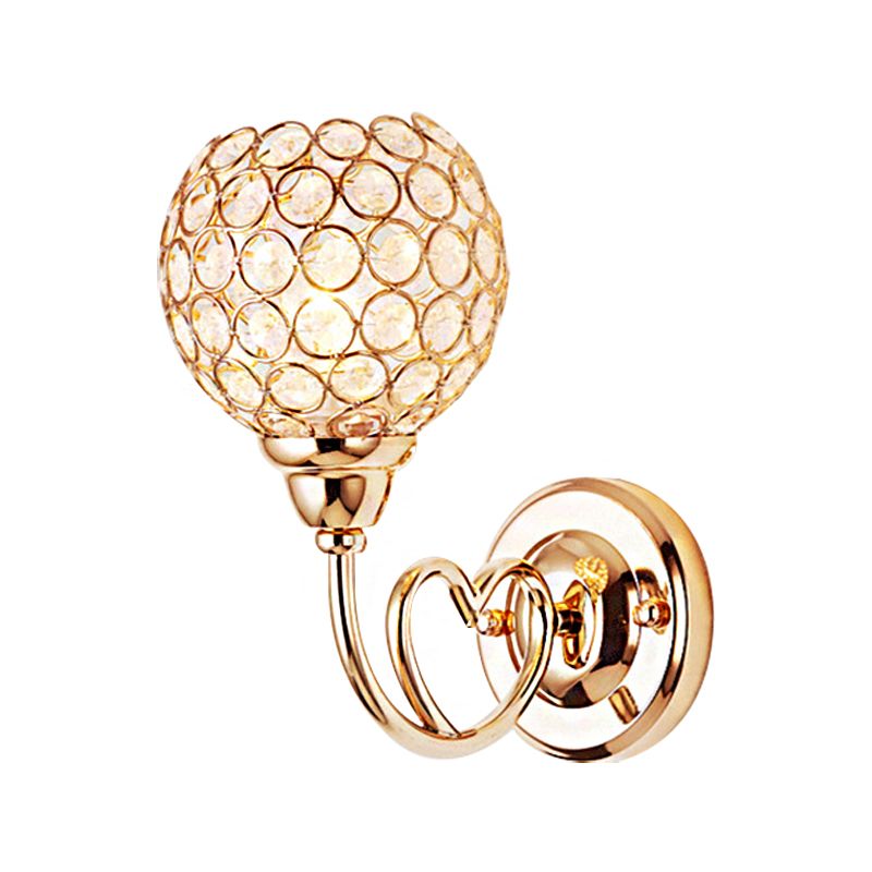 Globe Clear Crystal Glasce Lightture Modern 1 Head Finish Finish Finish Mur Wall With Metal Heart en forme de cœur