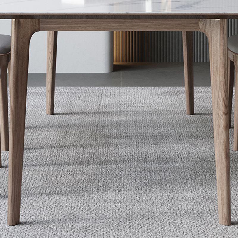 Medieval Modern Sintered Stone Table for Restaurant Rectangle Table with 4 Wood Legs