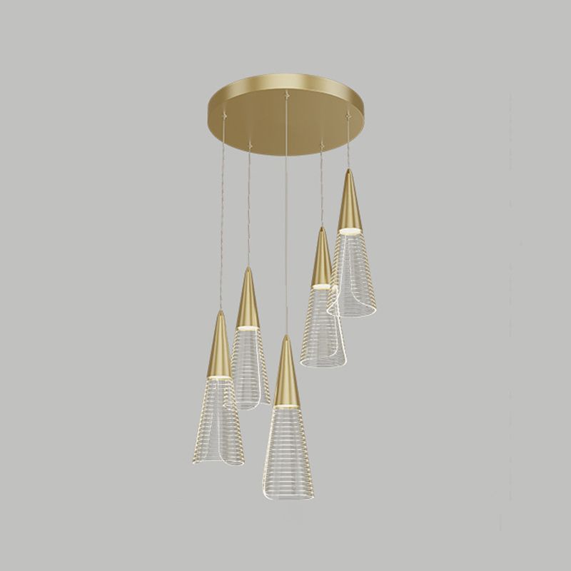 Cone Hanging Light Fixtures Modern Simple Acrylic Ceiling Pendant for Stairwell