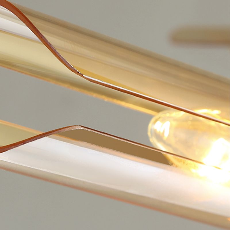 Glazen geometrische hanglamp in moderne creatieve stijl smeedijzeren kroonluchter voor eetkamer