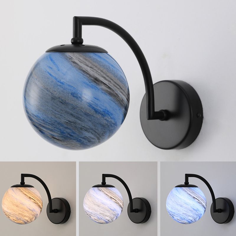 Contemporary Wall Sconce Globe Glass Wall Light Fixture for Bedroom