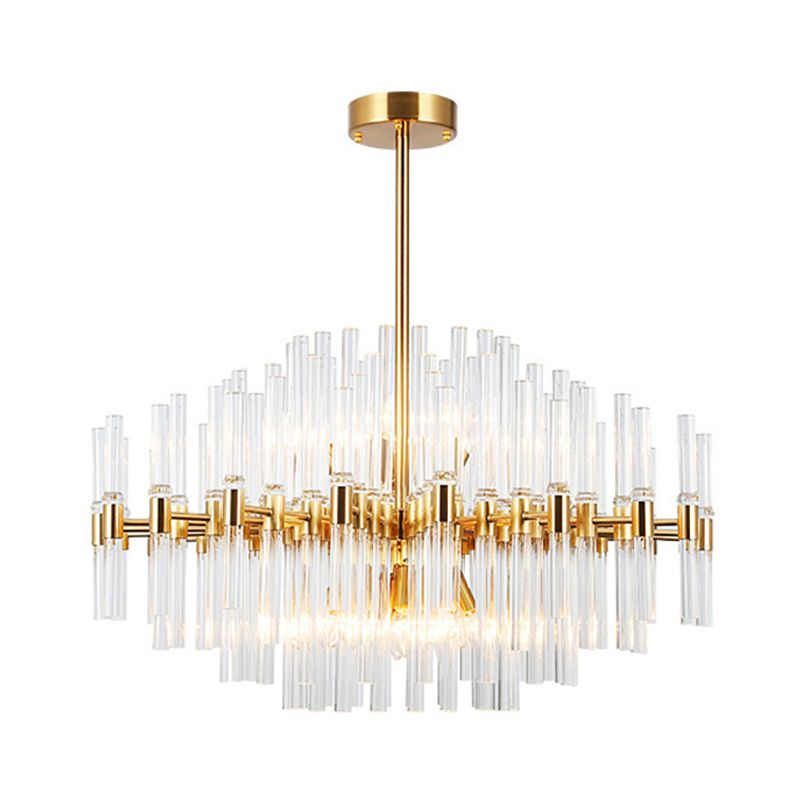 Runde geruchte klare Kristall -Anhänger Deckenleuchte postmoderne 8 Lichter Gold Kronleuchterlampe