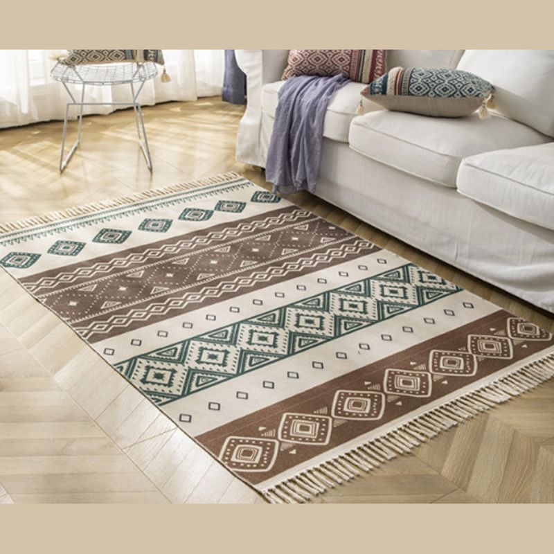 Vintage Americana Printed Teppich Baumwollmischung Teppich Bohemian Fringe Innen Teppich für Wohnkultur