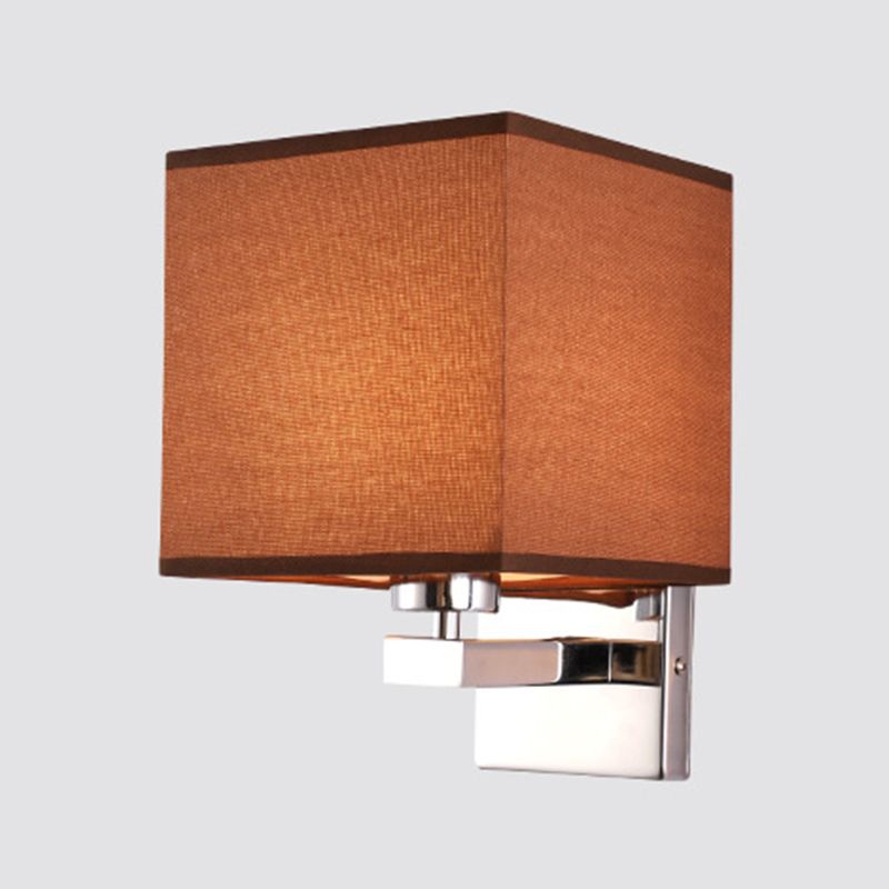 Modern Metal Wall Sconce Rectangle Shape Wall Light with Fabric Shade for Study