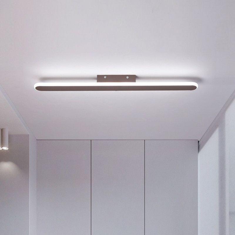 Linear Shaped Metallic LED Flush Mount Modern Coffee Flushmount Ceiling Light for Corridor