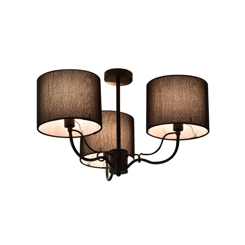 Plafonnier baril noir/blanc modernisme 3/6 ampoules lustre Semi-encastré en tissu pour salon